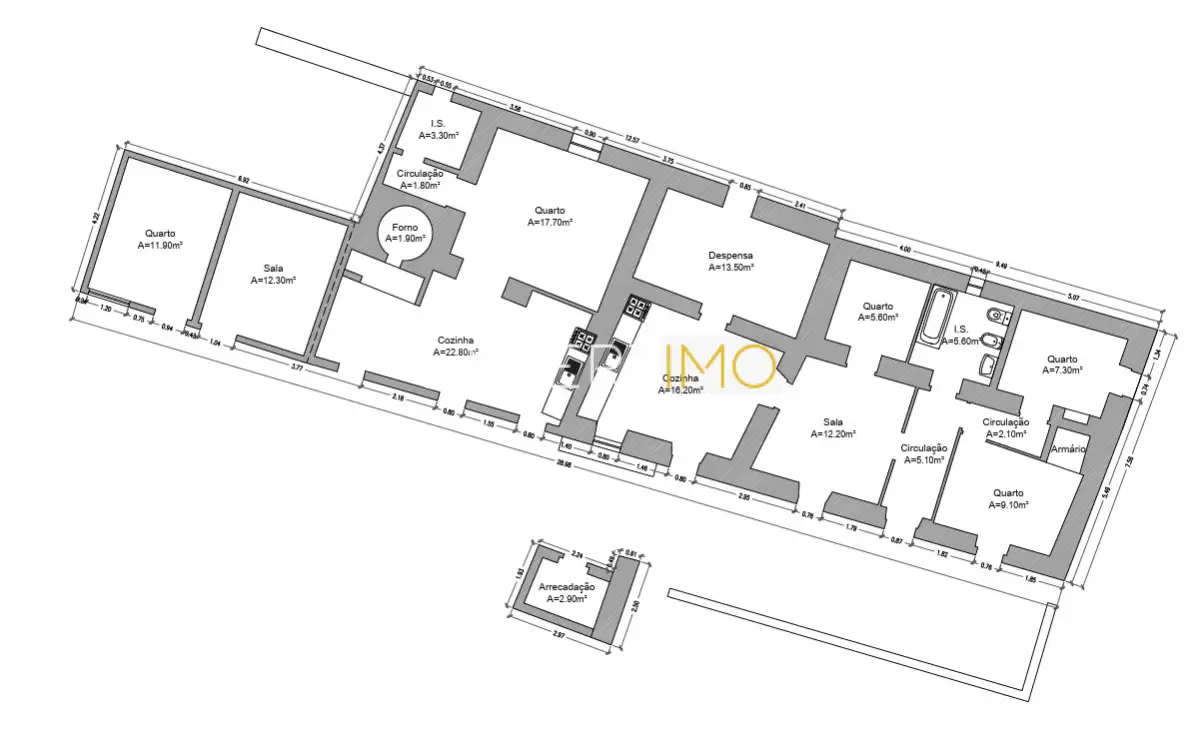 Planta - Quinta com Casa Térrea T3, T1 e Terreno em Santa Catarina, Tavira (42)